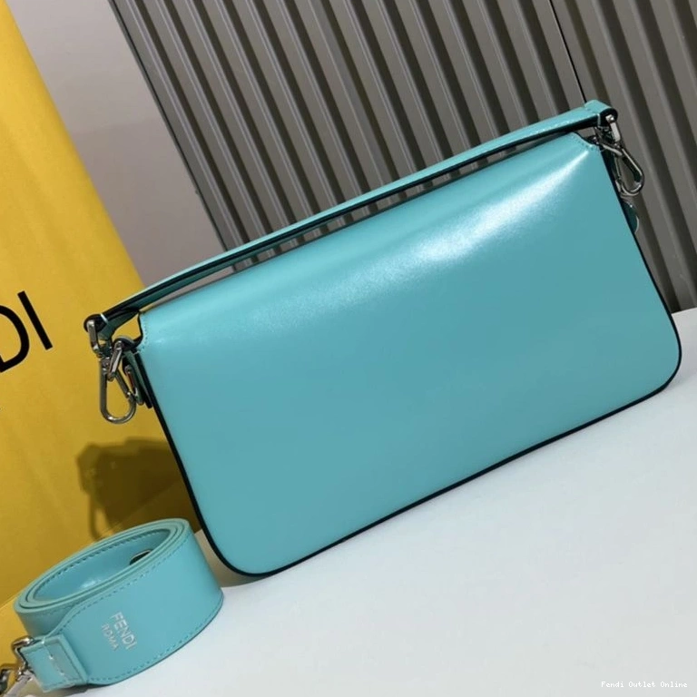 Cheap Baguette Fendi Tiffany Blue Bag In Medium Leather Smooth 0810